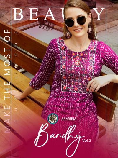 Bandhej Vol 2 By Aradhna Fancy Regular Wear Kurti Collection